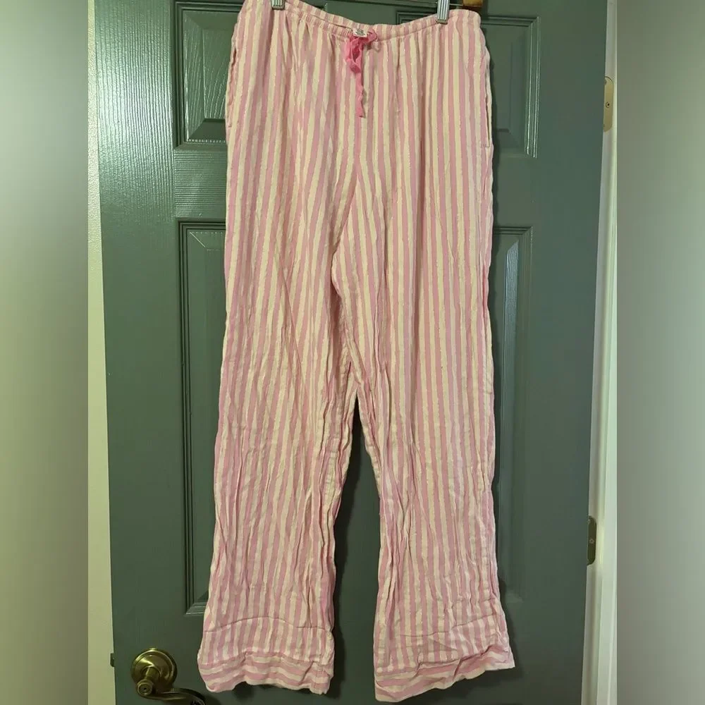 Victoria's Secret Pajama Set cotton blend pink white stripe size small